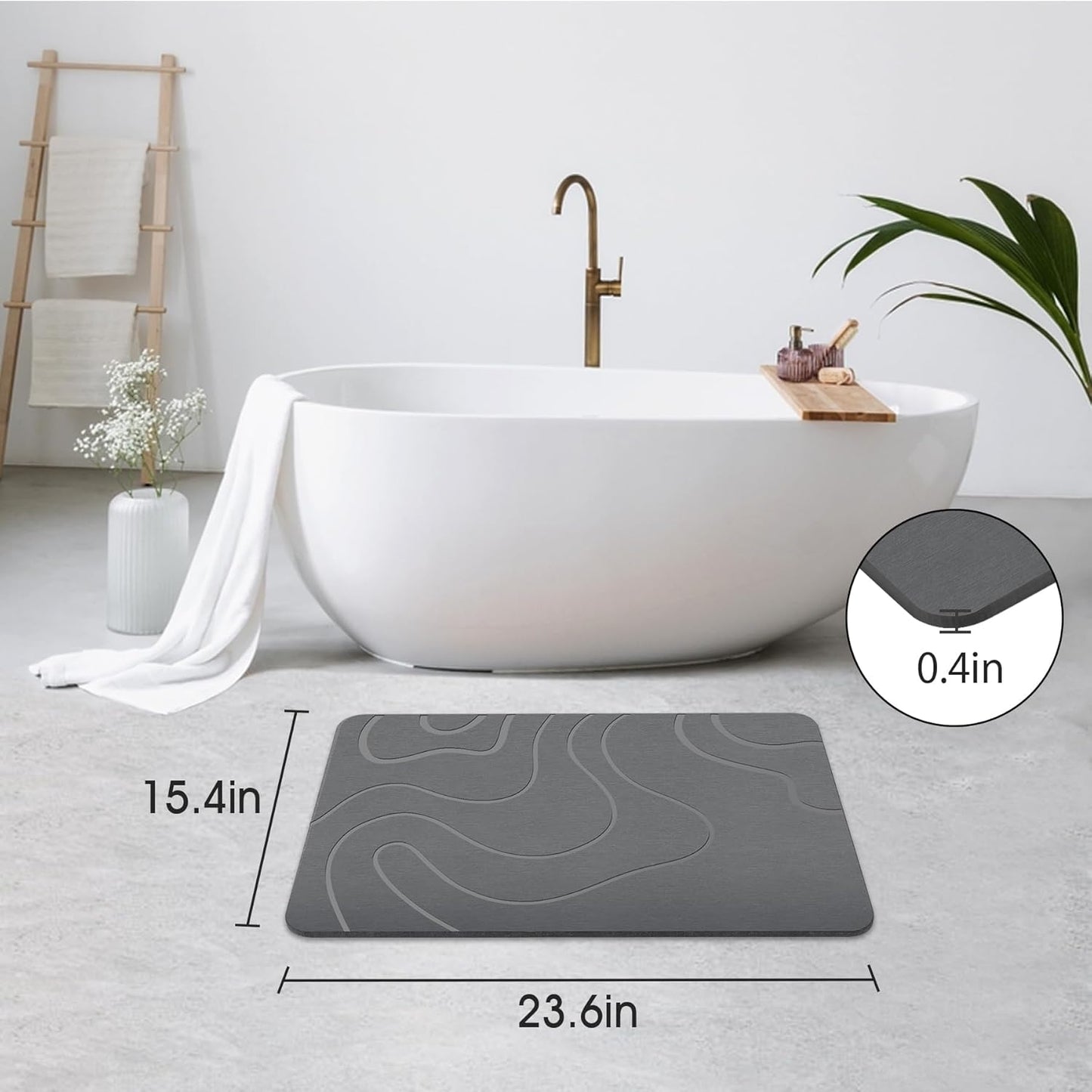 Alfombra de Piedra Absorbente Multiusos | Ideal para Baño y Fregadero | Secado Rápido y Antideslizante