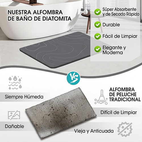 Alfombra de Piedra Absorbente Multiusos | Ideal para Baño y Fregadero | Secado Rápido y Antideslizante