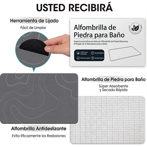 Alfombra de Piedra Absorbente Multiusos | Ideal para Baño y Fregadero | Secado Rápido y Antideslizante