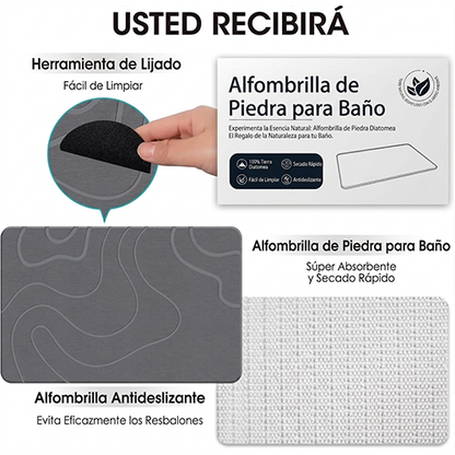 Alfombra de Piedra Absorbente Multiusos | Ideal para Baño y Fregadero | Secado Rápido y Antideslizante